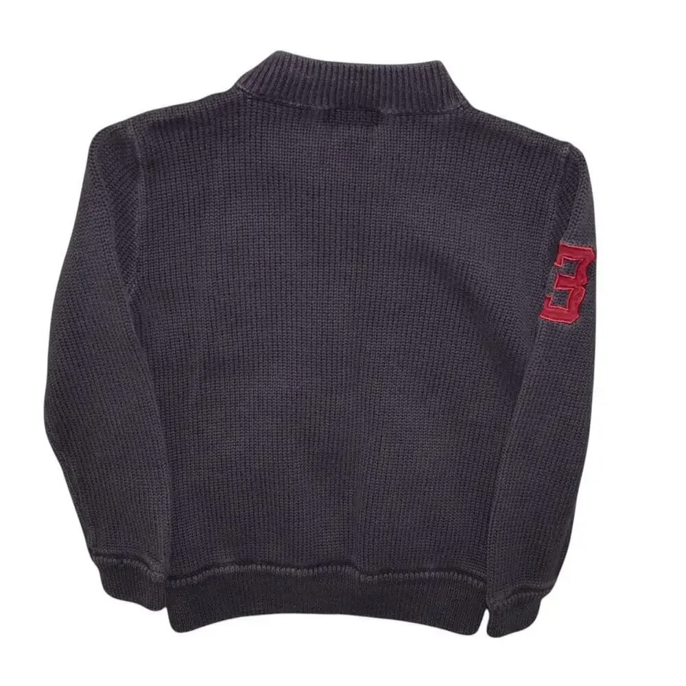 Polo Ralph Lauren Kids Full Zip Knit Sweater Jacket Size 6 Black Red Pony Logo